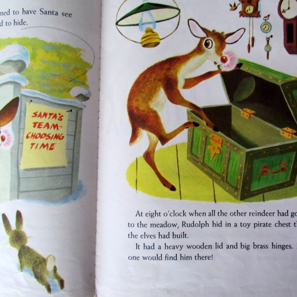 RUDOLPH THE RED-NOSED REINDEER VINTAGE 1958 GOLDEN BOOK, LARGE HARDBACK, EUC - Picture 6 of 7